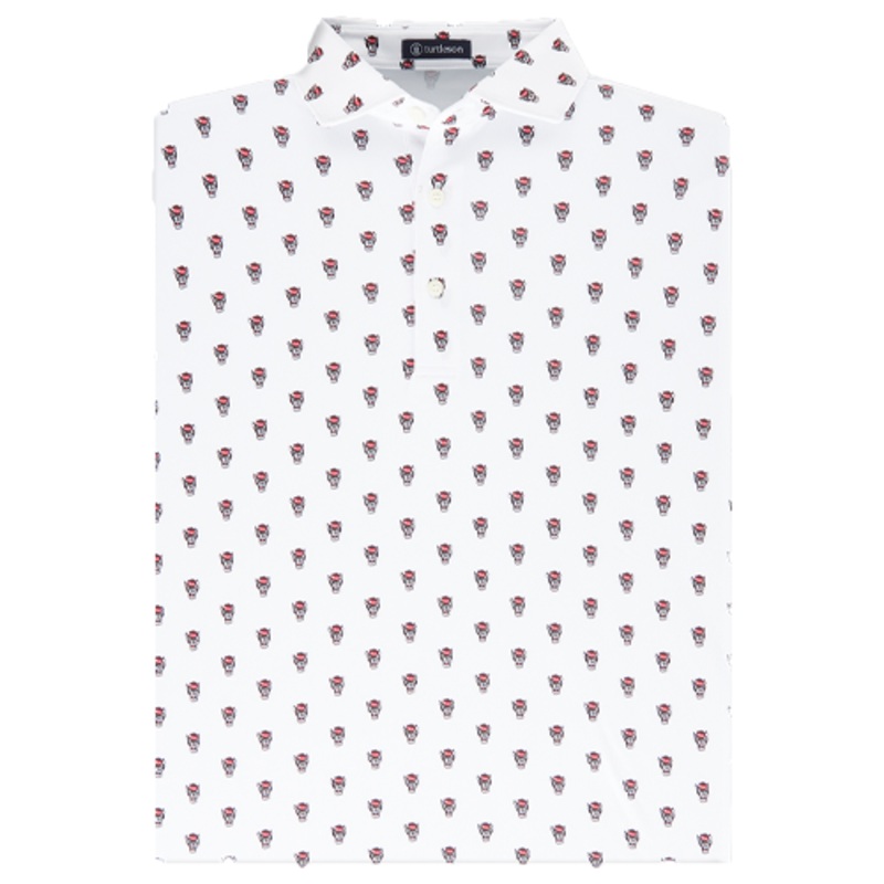 NC State Wolfpack Turtleson White Gameday All Over Wolfhead Polo Small