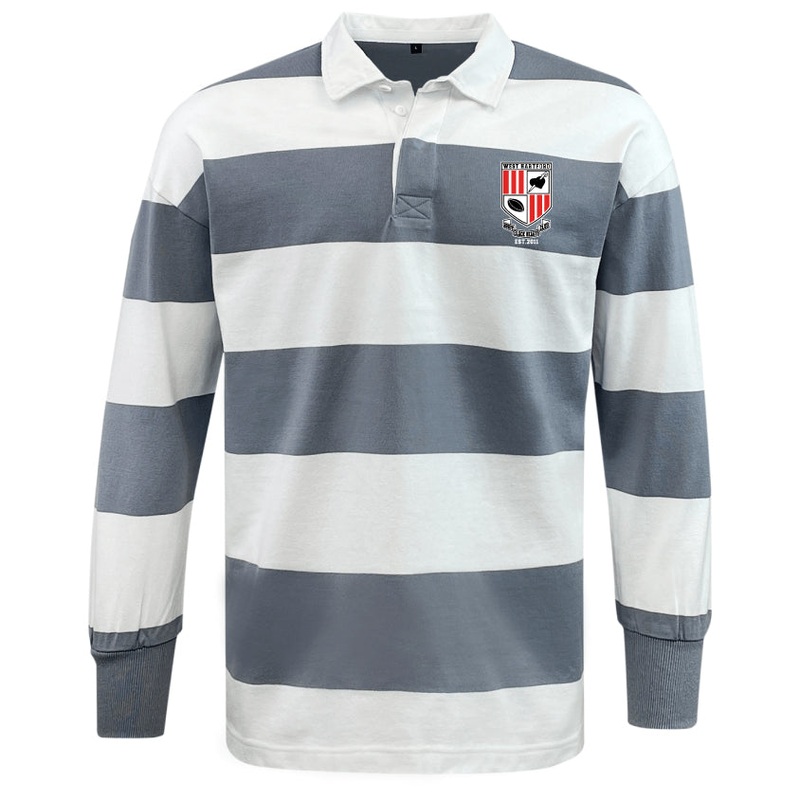 West Hartford Rugby Classic Long Sleeve Hooped Rugby Jersey S Grey