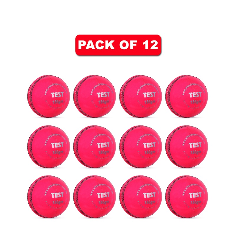 WHACK Test Leather Cricket Ball Bundle – 156gm – Pink – Pack of 6x or 12x Pack of 6