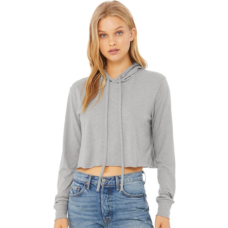 BELLA + CANVAS Women’s Triblend Crop Long Sleeve Hoodie Tan Triblend S