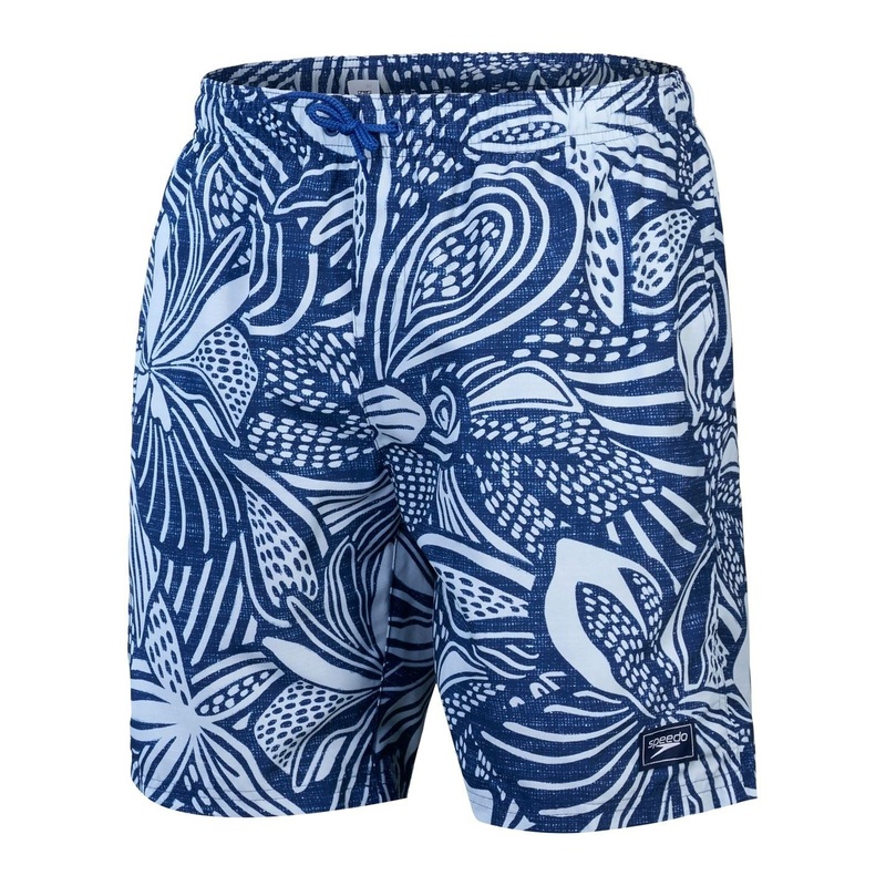 Speedo Floral Patterned Swim Short with Pocket 2X Large Blue/Blue