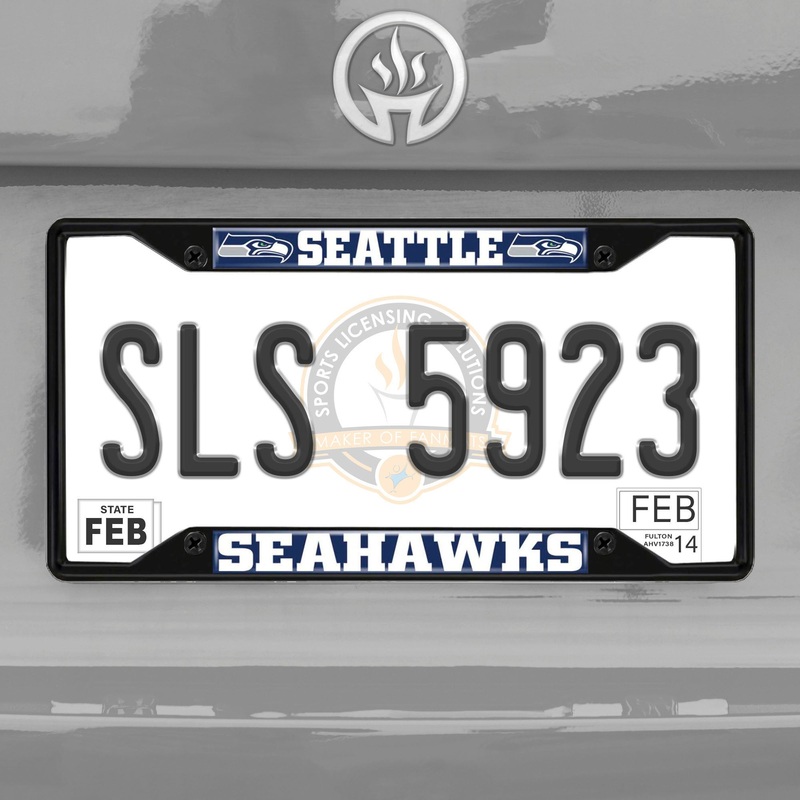 Fanmats Seattle Seahawks Metal License Plate Frame Black Finish
