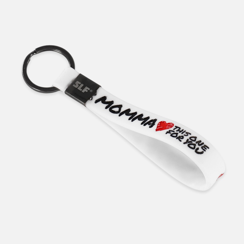 Momma Silicone Keychain White/Black