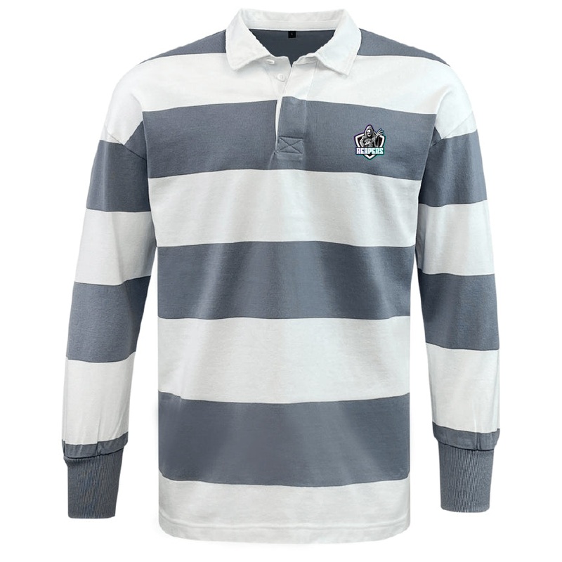 South Reapers Classic Long Sleeve Hooped Rugby Jersey S Grey