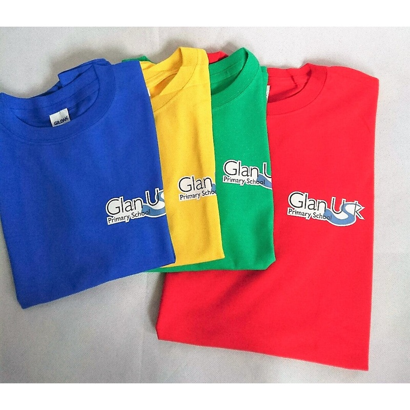 Glan Usk Primary School House T Shirt Blue 3/4