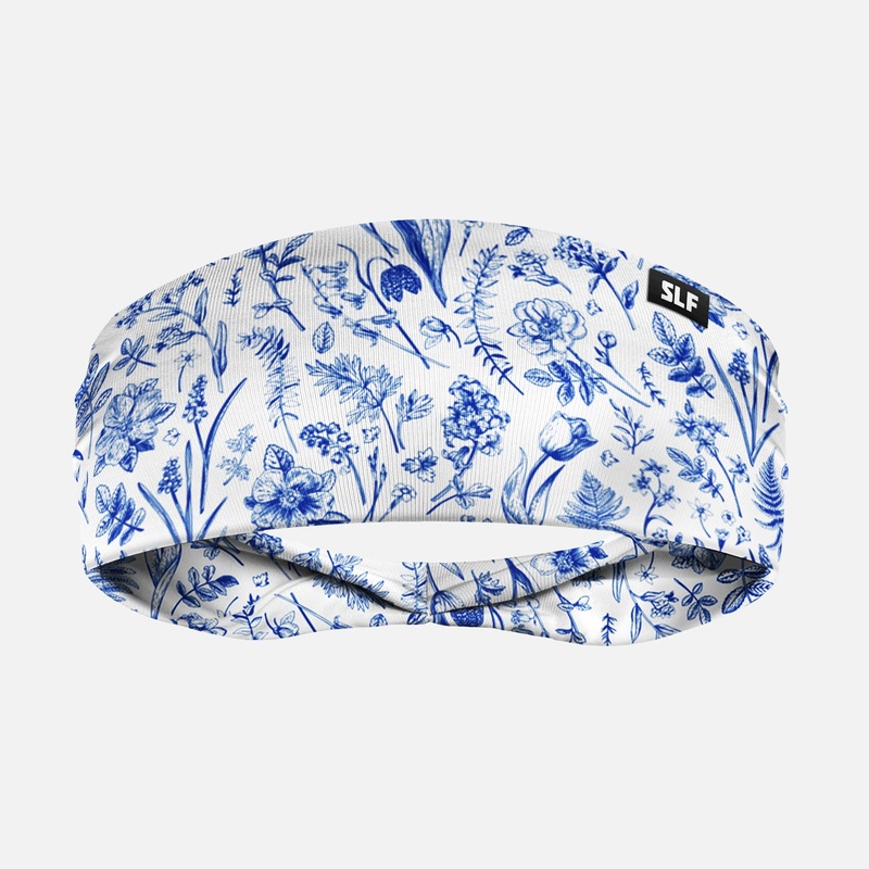 Botanical Illustrations Headband ONE SIZE White/Blue