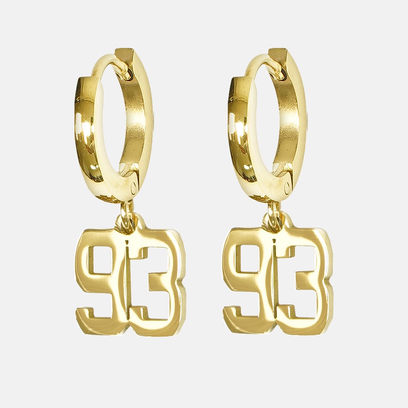 93 Number Earring – Gold Plated Stainless Steel Gold