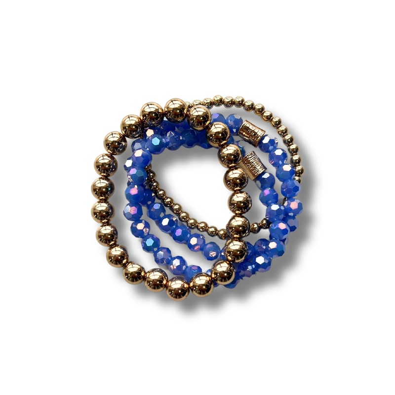 Blue Crystal Bead Stretch Bracelet Set *FINAL SALE*