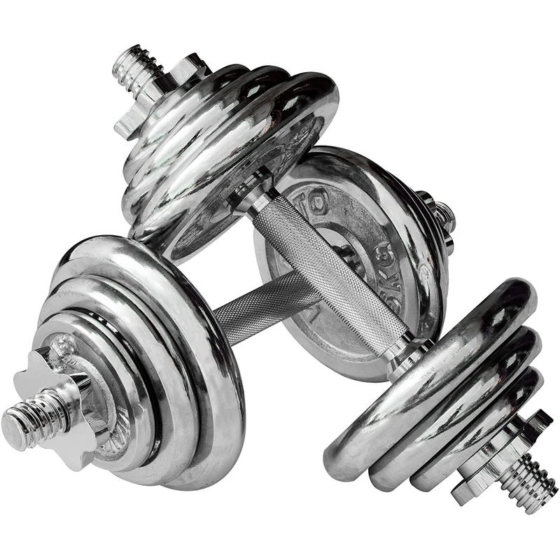 Chrome Dumbell Set 10KG Adjustable +