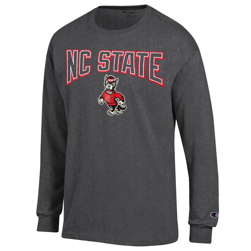 NC State Wolfpack Champion Granite Heather Strutting Wolf Long Sleeve T-Shirt Small