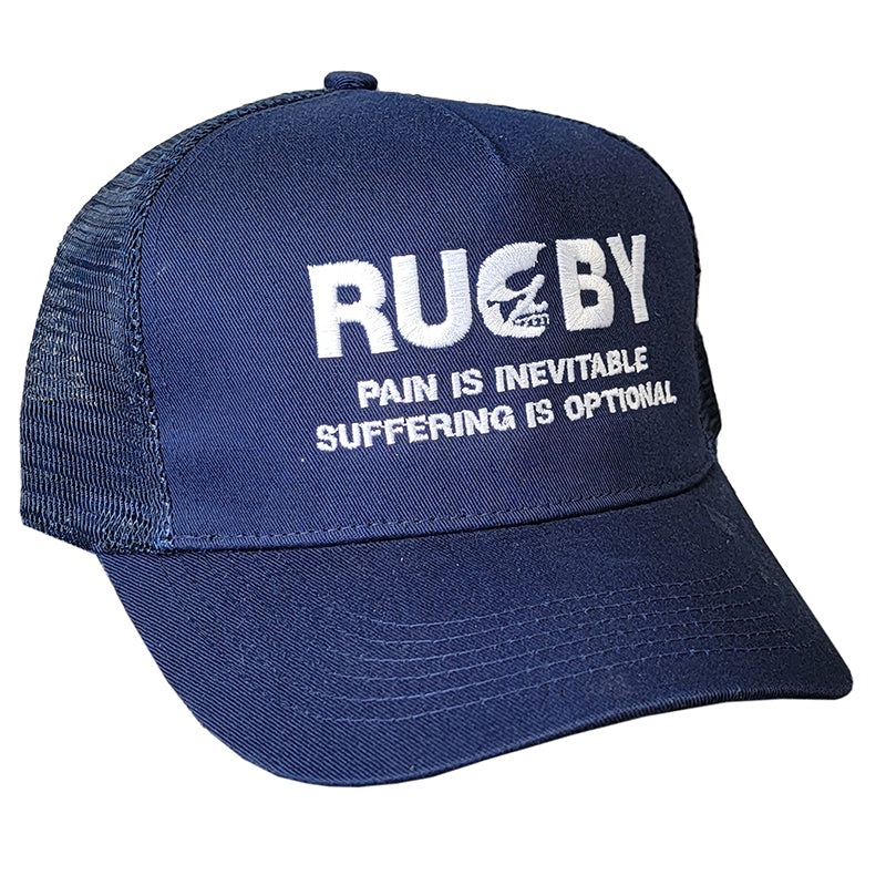 “Pain is Inevitable” Trucker Hat Midnight Navy