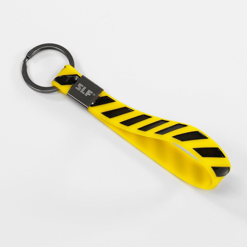 Caution Stripes Silicone Keychain Black/Yellow