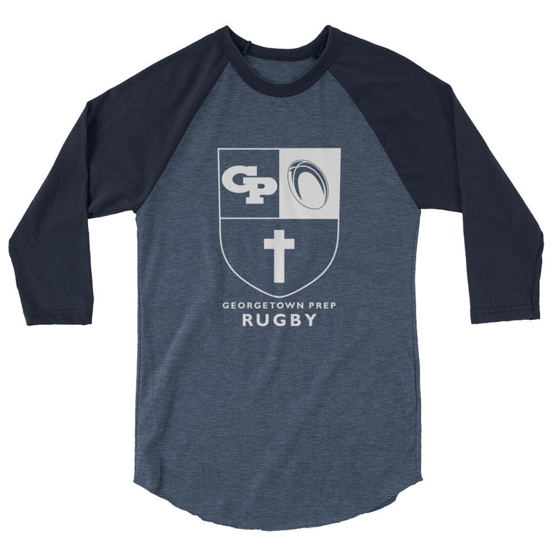 Georgetown Prep Rugby Raglan 3/4 Sleeve Tee Heather Denim/Navy XS