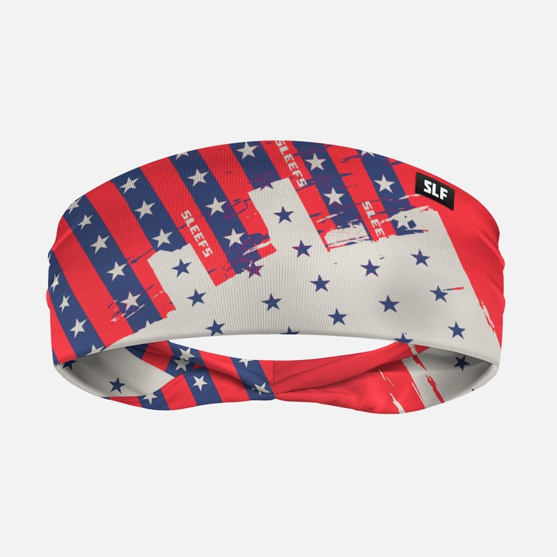 USA Patriot Banner Muted Color Headband ONE SIZE Red/White/Blue