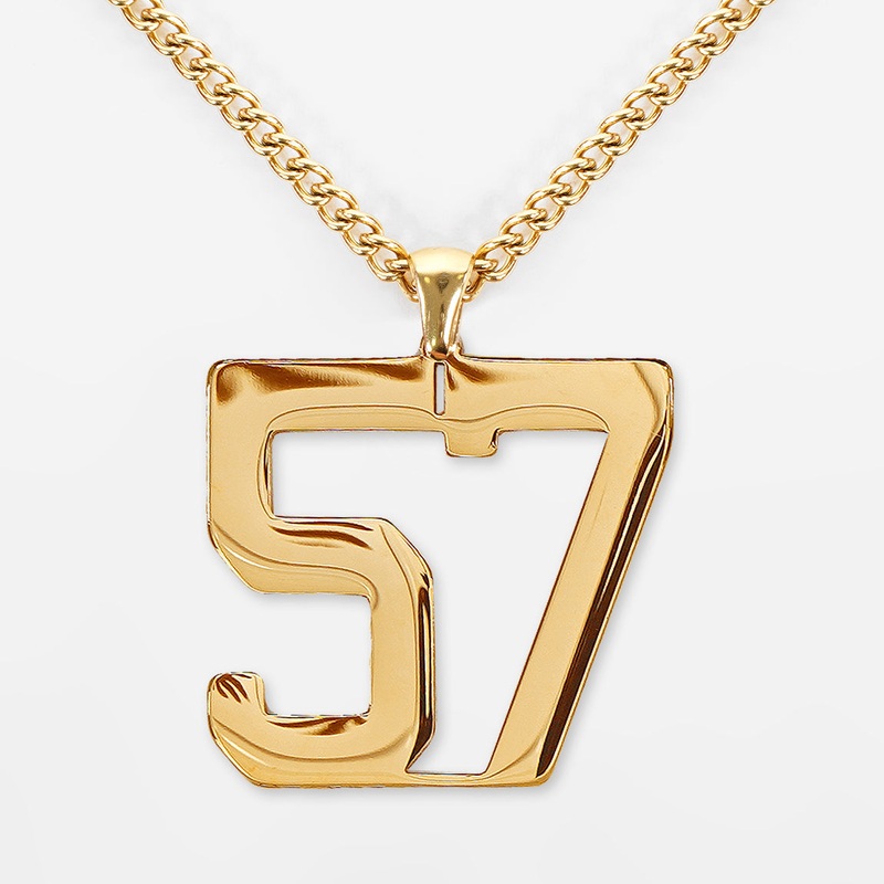 57 Number Pendant with Chain Kids Necklace – Gold Plated Stainless Steel Kids (16″) Gold