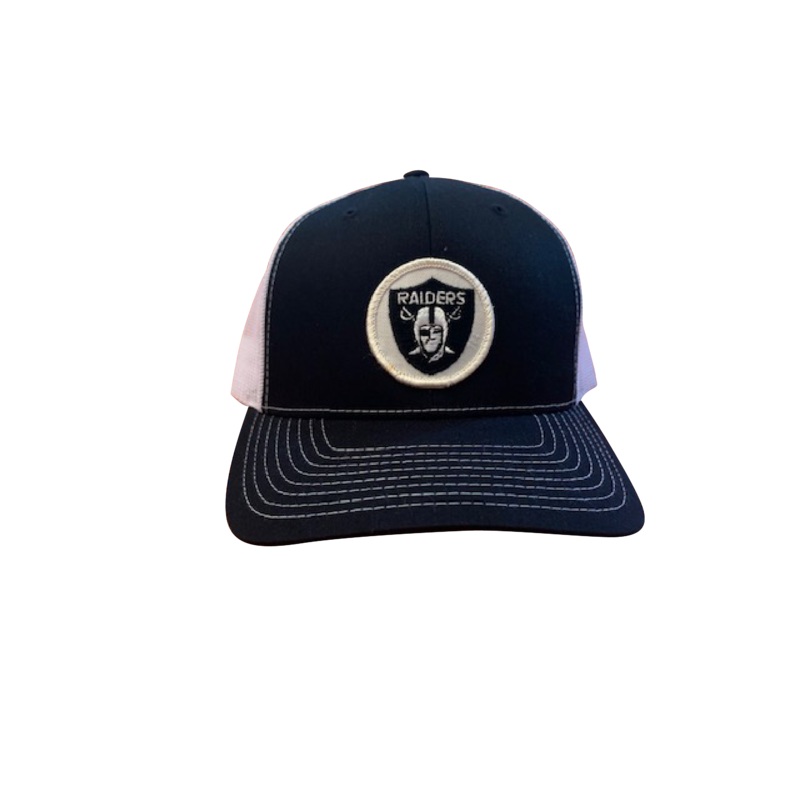 Las Vegas (Oakland) Raiders Patch Trucker Cap – Black/White Black/White