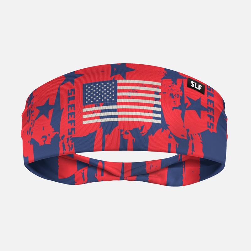 USA Flag Grunge Muted Color Headband ONE SIZE Red/White/Blue