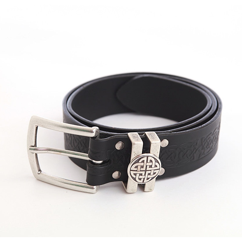 Wide Leather Celtic Belt – Black or Brown S (28″-30″ waist) Black