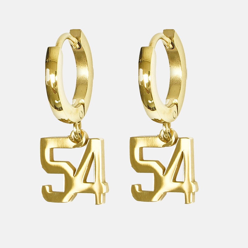 54 Number Earring – Gold Plated Stainless Steel Gold