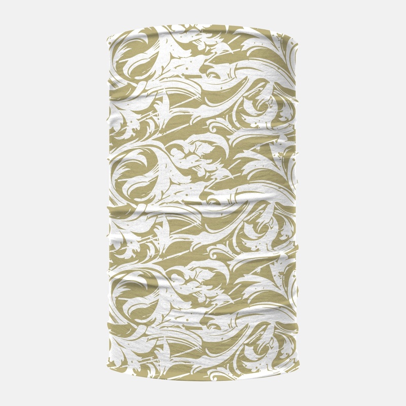 Baroque 2 Old Gold and White Neck Gaiter ONE SIZE Gold/White