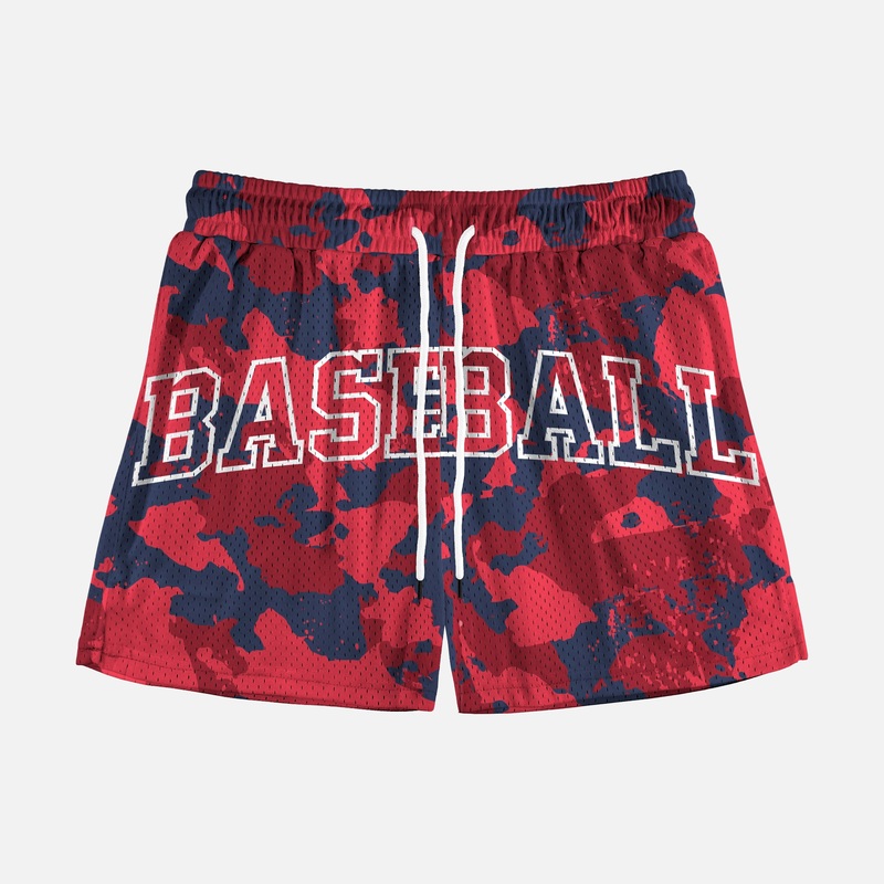 Baseball Camo Muted Color Shorts – 5″ S Red/Blue