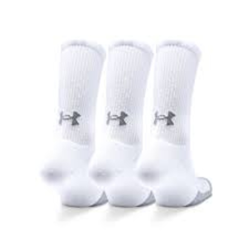 UA Heatgear Crew Sock 1346751 100 (White) Steel/White M