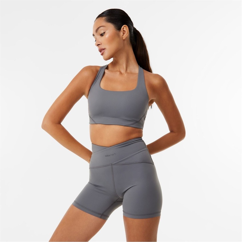 USA Pro Sophie Habboo Wrap Slim Fit Shorts 12 (40) Shark Grey