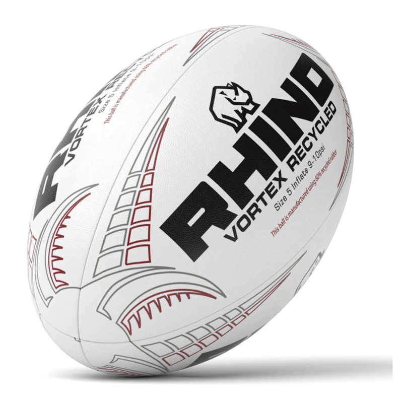 Rhino Vortex Recycled Rugby Match Ball White S5