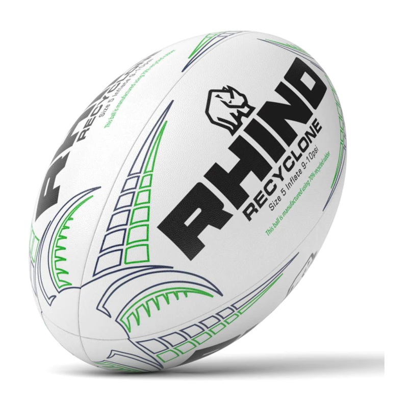 Rhino Recyclone Recycled Rugby Training Ball White S5