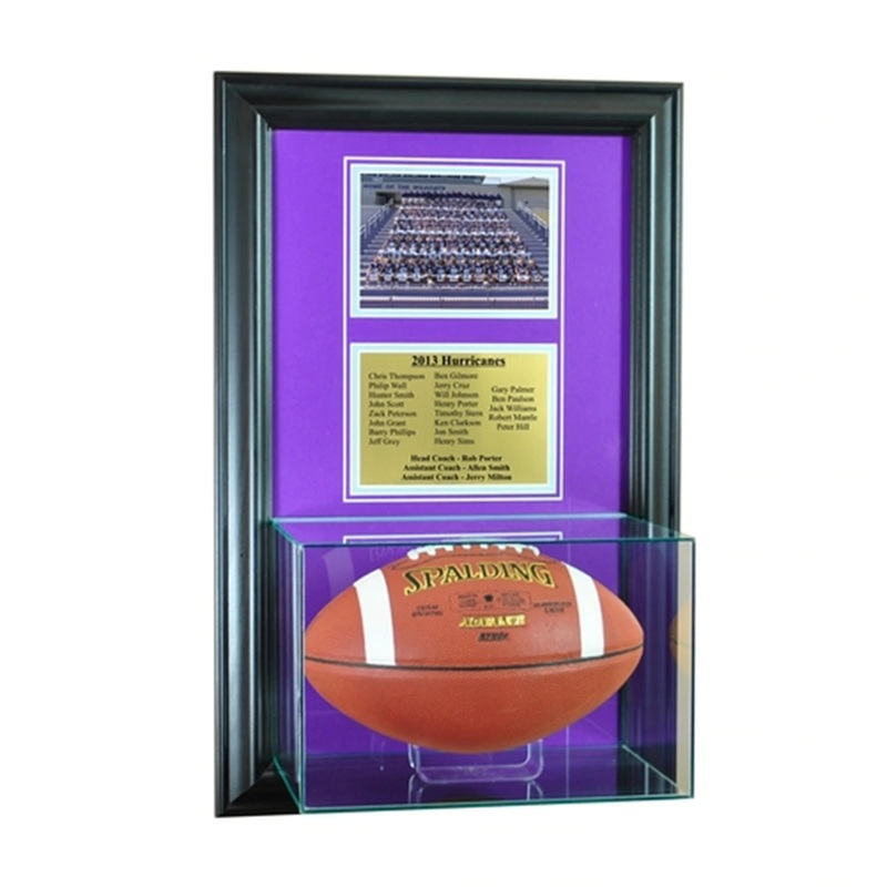 Wall Mounted Football Display Case  5×7 Photo & Engraving (Team)