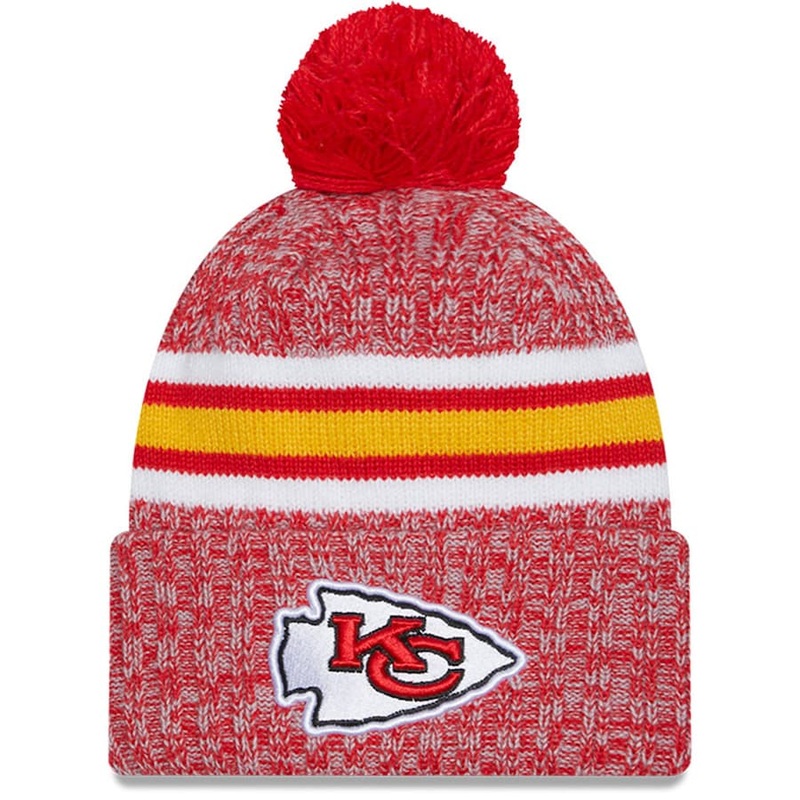 Men’s New Era Kansas City Chiefs 2023 Sideline Cuffed Knit Hat With Pom