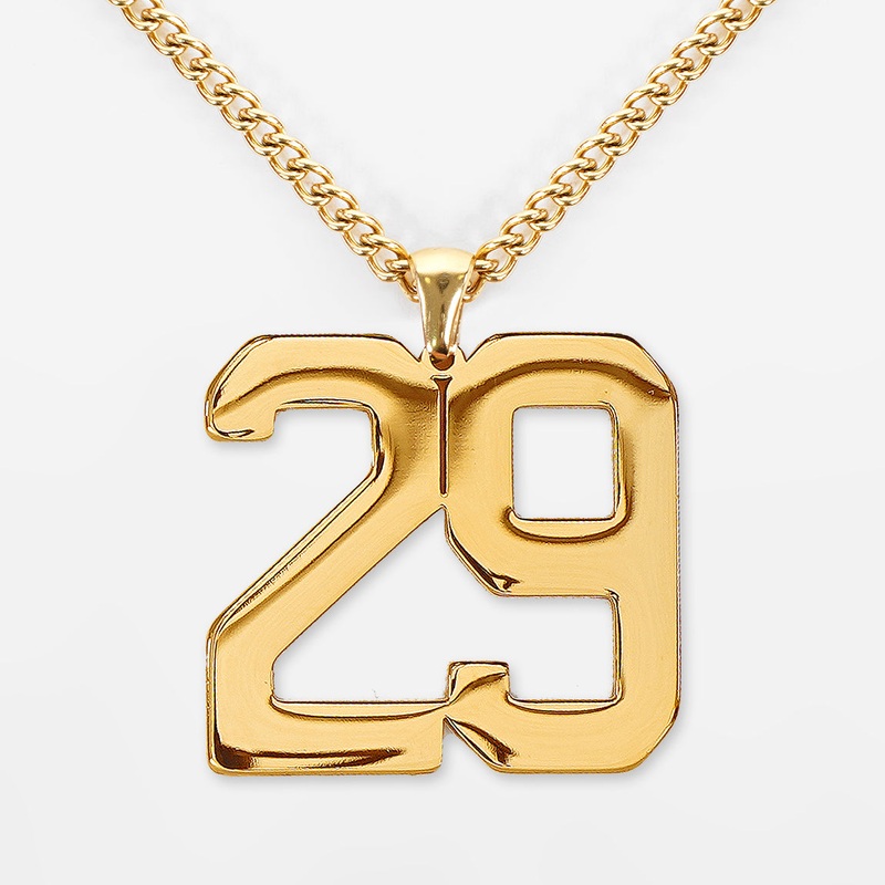29 Number Pendant with Chain Necklace – Gold Plated Stainless Steel Kids (16″) Gold