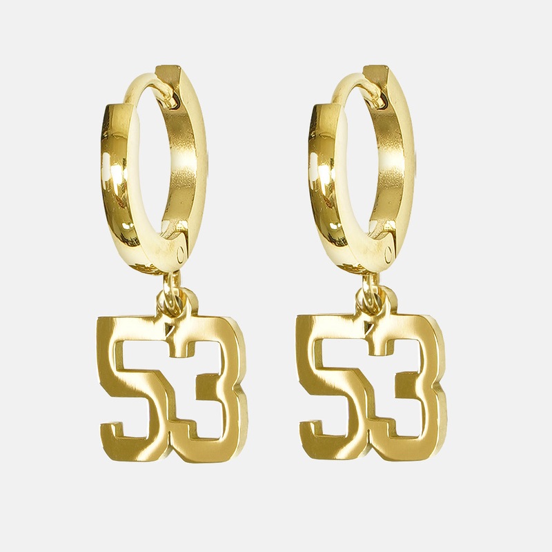 53 Number Earring – Gold Plated Stainless Steel Gold