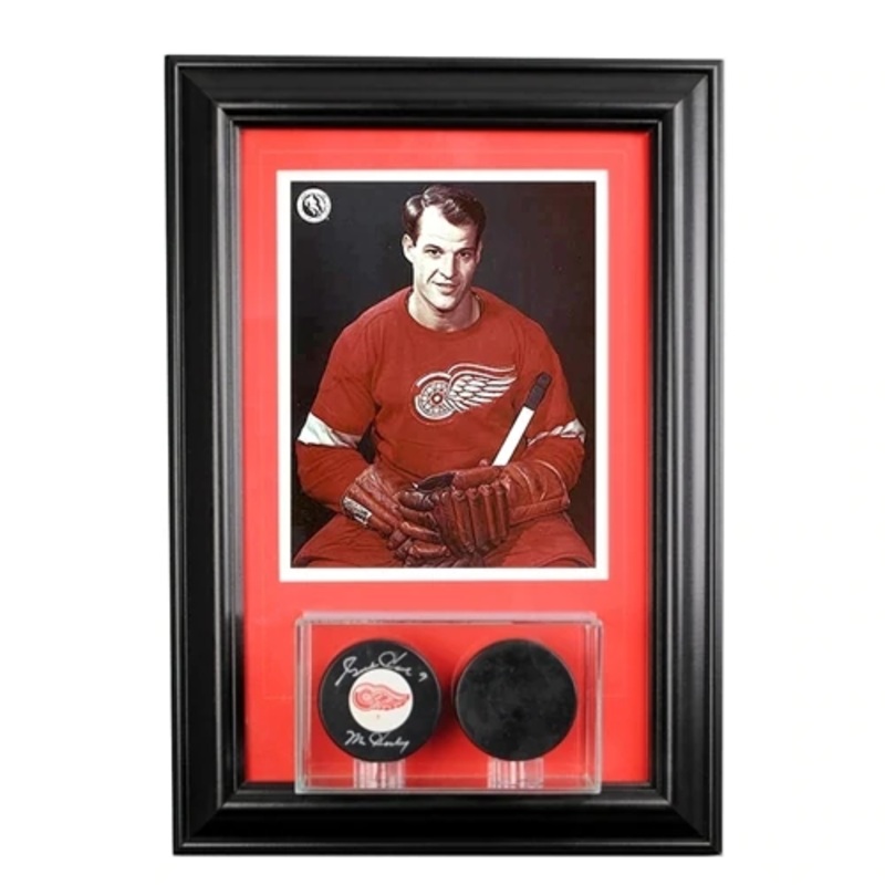 Wall Mounted Double Puck Display Case and 8×10 Photo