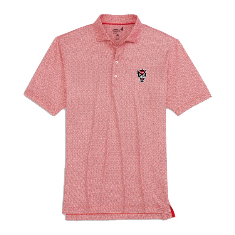 NC State Wolfpack Johnnie-O Wolfhead Red and White Hinson Performance Polo Small