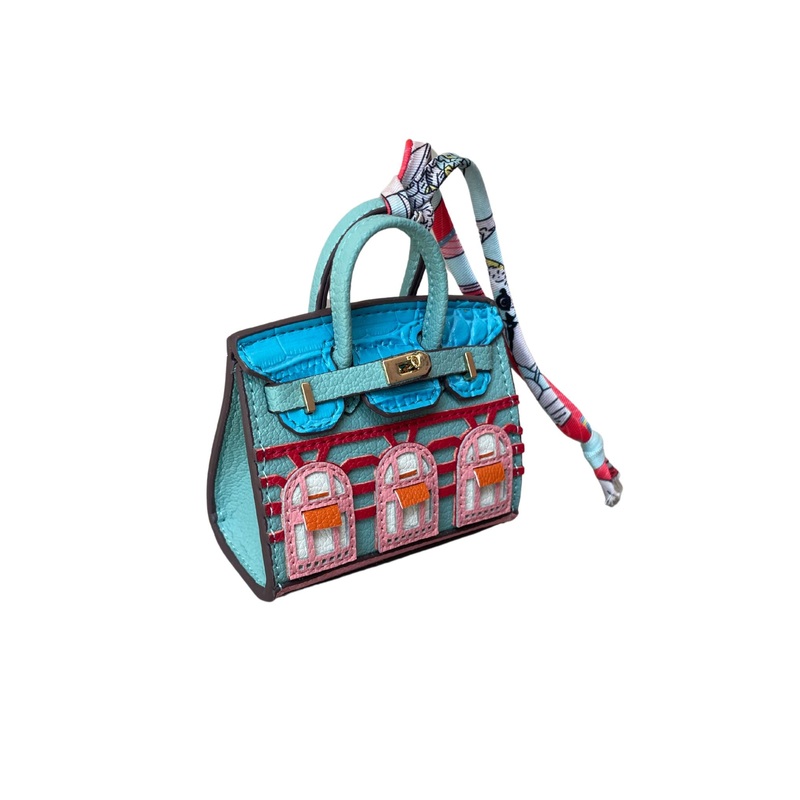 Teal House Bag Keychain