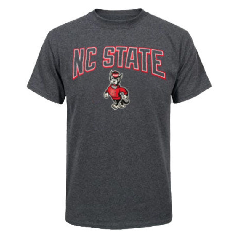 NC State Wolfpack Champion Granite Heather Arched NC State Over Strutting Wolf T-Shirt Small