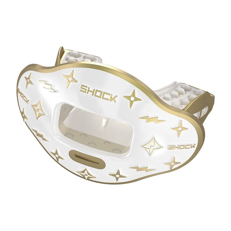 3D Lux Max AirFlow Football Mouthguard White/Gold Lux OSFM