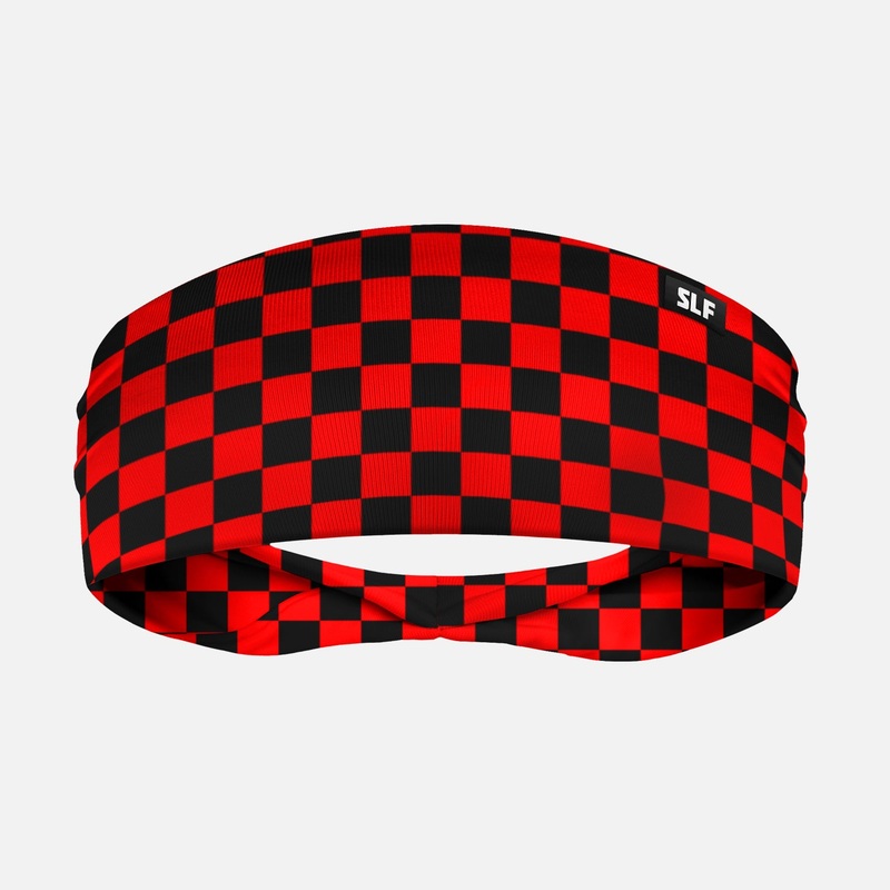 Checkered Red Black Headband ONE SIZE Red/Black
