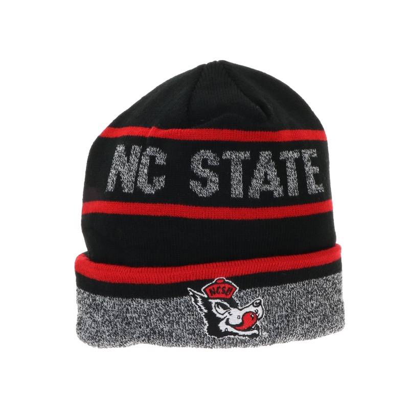 NC State Wolfpack Black Marled and Red Slobbering Wolf Cuffed Beanie