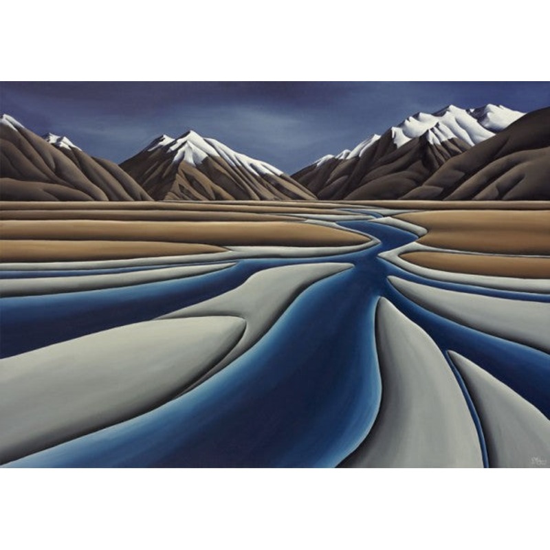 River’s Journey – Paper Print with Pre-Matted Border by Diana Adams