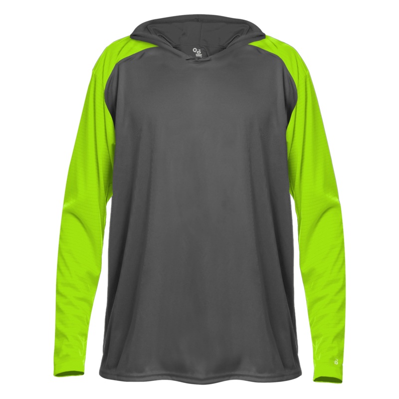 Badger Breakout Youth Hood Tee Graphite/Lime XS