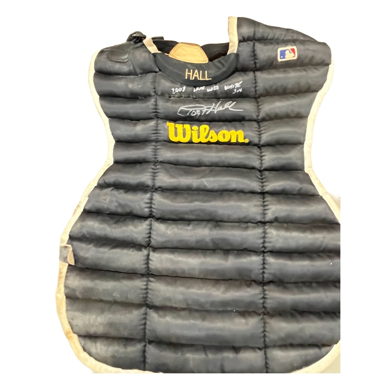 Toby Hall Autographed Game Used Chest Protector – Player’s Closet Project