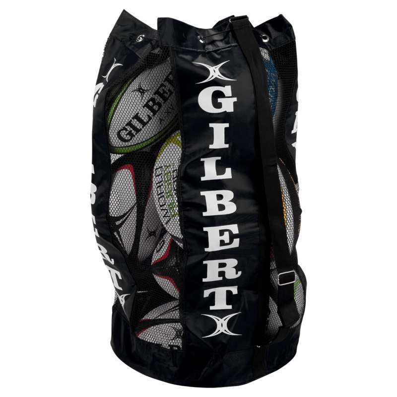 Gilbert Breathable Large Sturdy Rugby Ball Bag Black