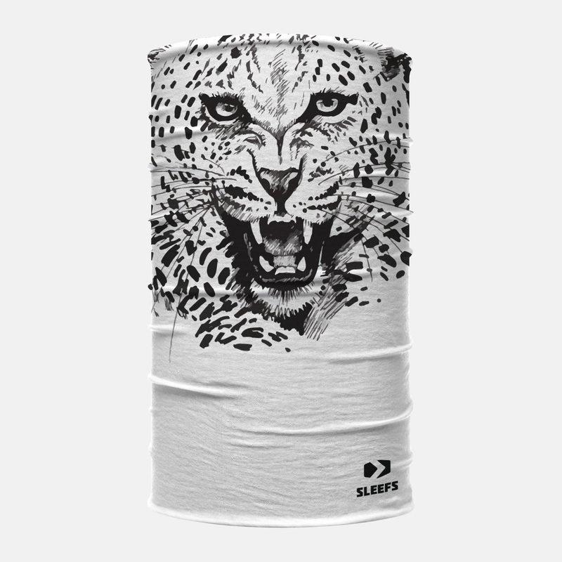 Black White Leopard Neck Gaiter ONE SIZE Black/White