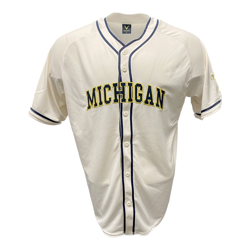 Valiant University of Michigan Baseball Cream Replica Jersey S