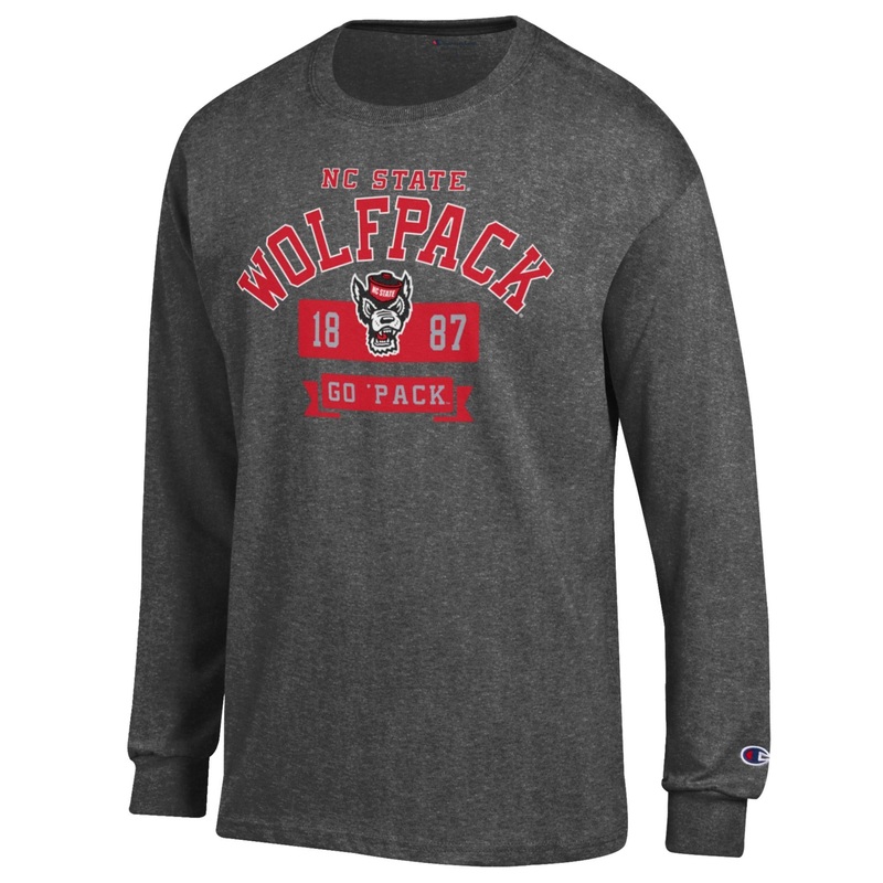 NC State Wolfpack Champion Granite Heather 1887 Go Pack Long Sleeve T-Shirt Small