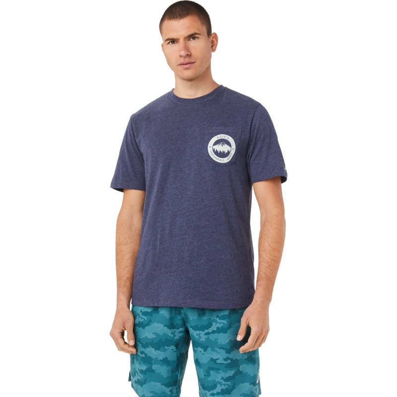 Asics Men’s 1977 Mountain Pocket Tee Peacoat Heather XS