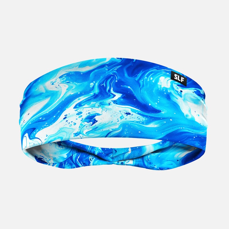Blue Marble Headband ONE SIZE Blue/White