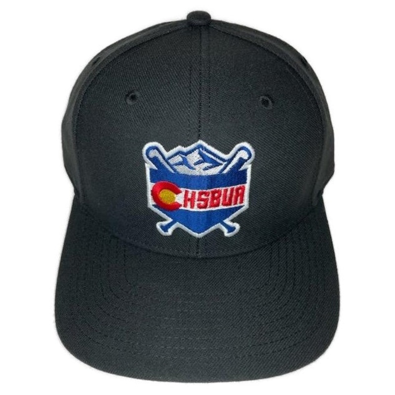 [CHSBUA] Fitted Baseball 8-Stitch Black Hat – Colorado High School Baseball Umpire Association 63/4